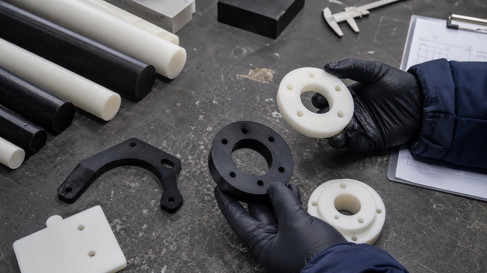 CNC machined HDPE and polypropylene industrial plastic components