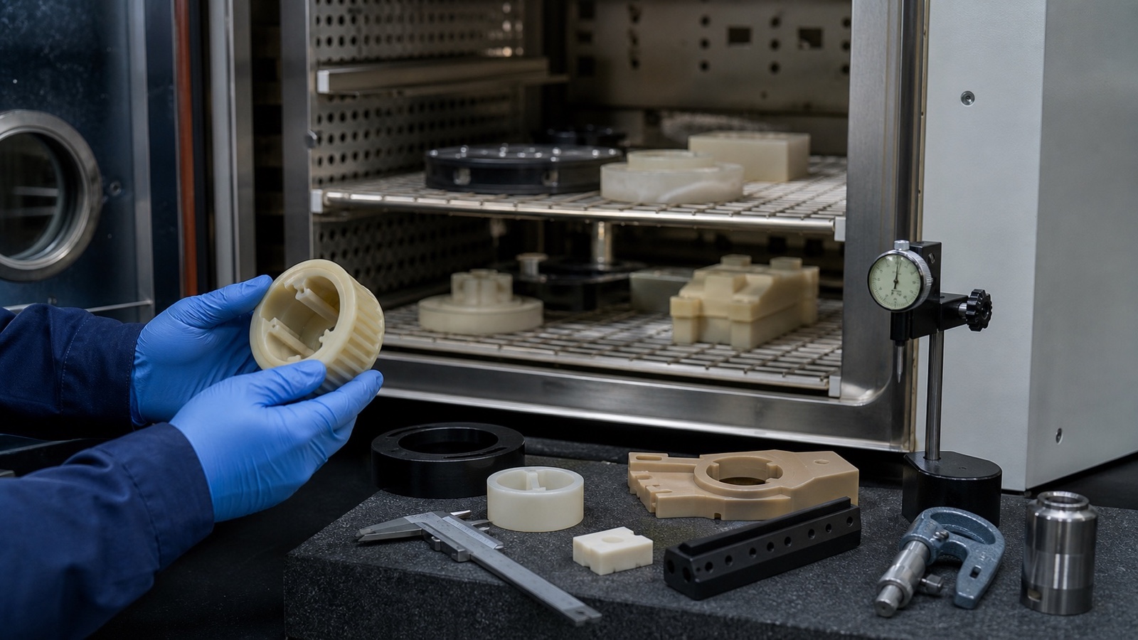 Precision CNC machining of high-temperature polymer components in an engineering facility