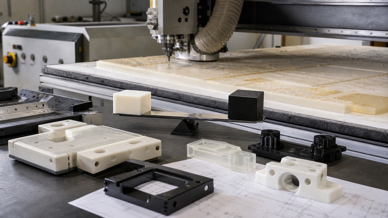 Lightweight CNC machined plastic components for industrial equipment and automation