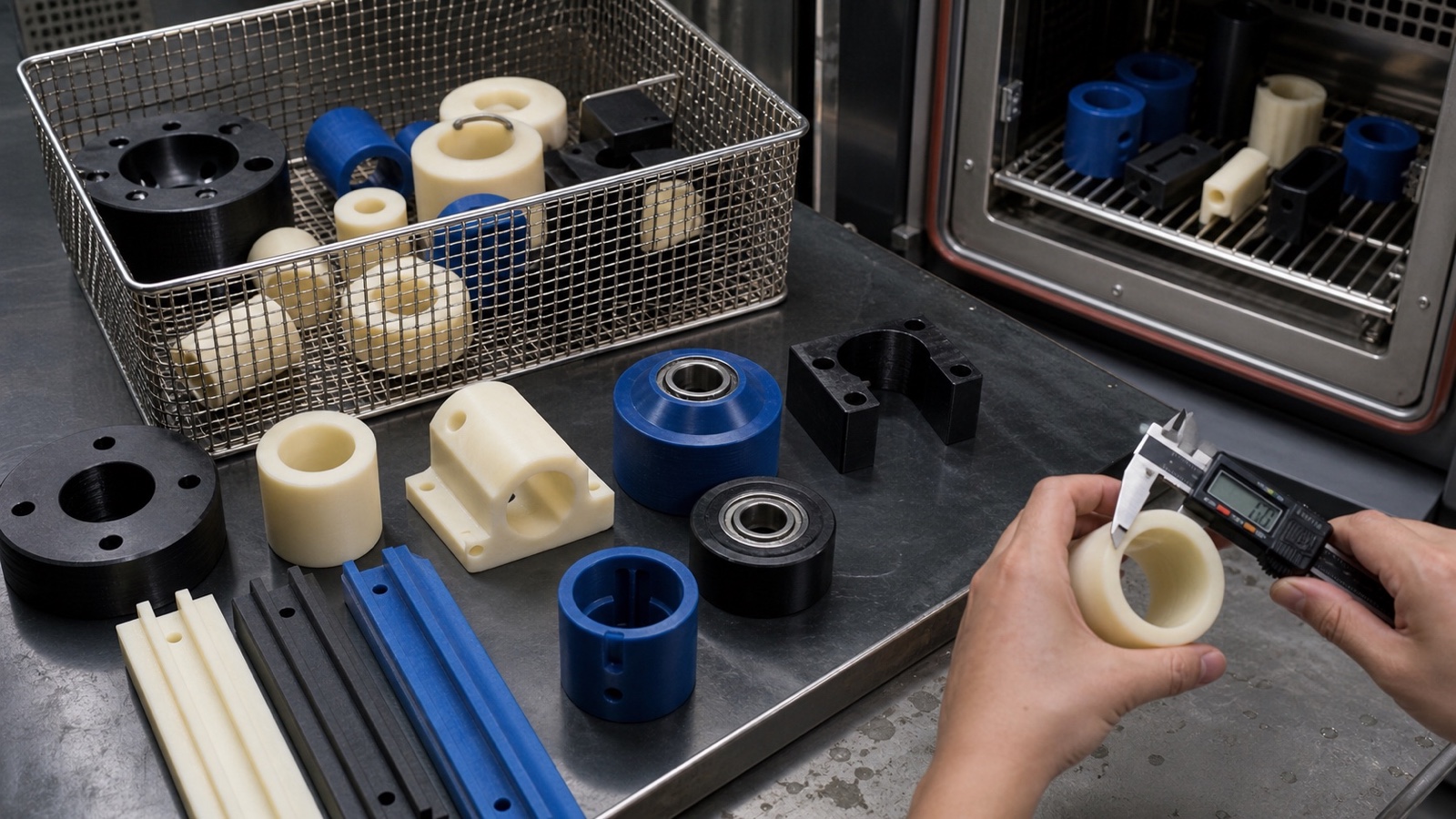 Comparison of nylon melting point ranges for PA6, PA66, and cast nylon engineering plastics