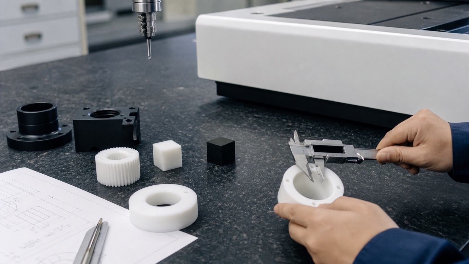CNC machining of a precision engineering plastic component