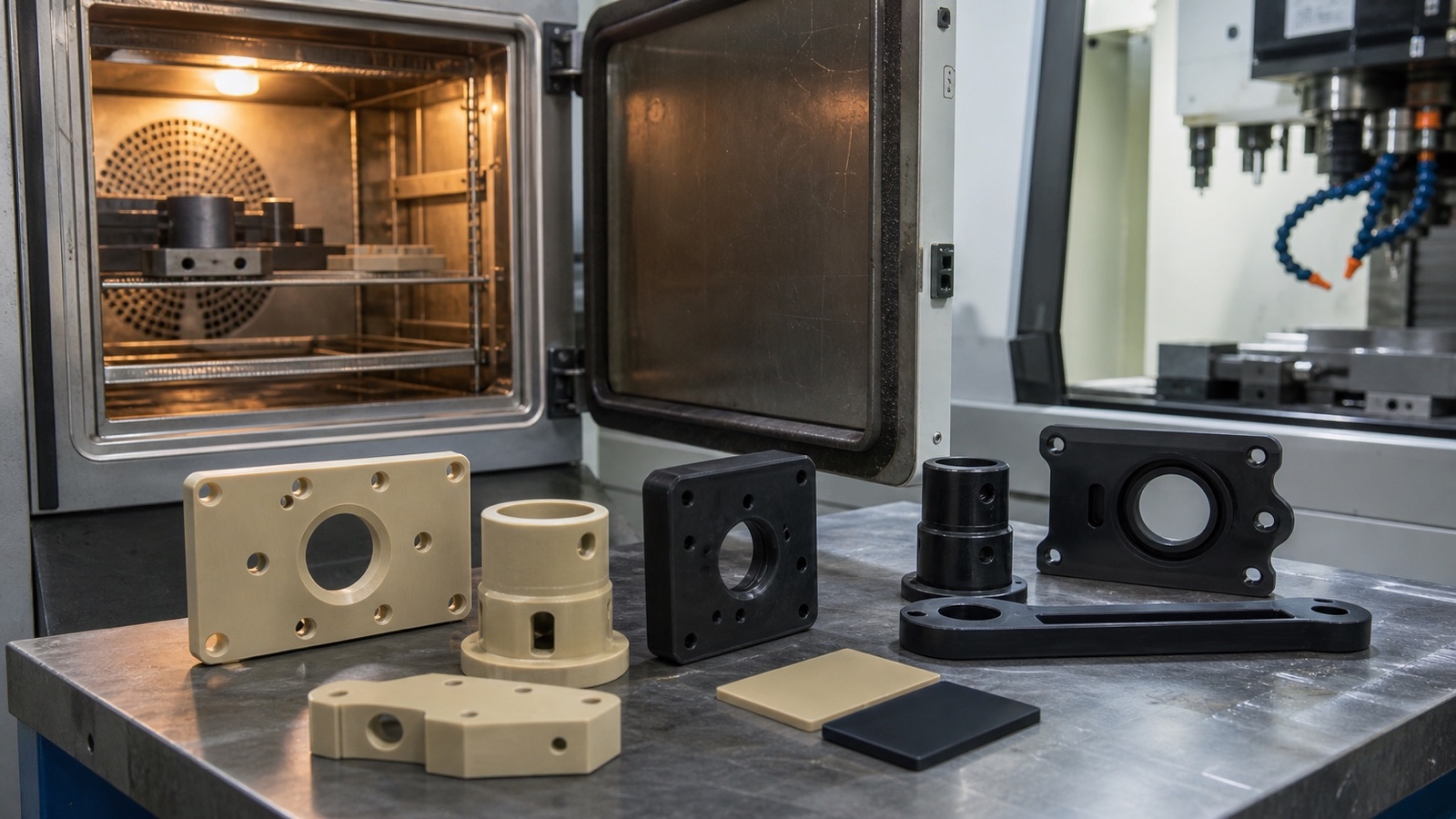 High-temperature plastic components machined from PPS and PEEK