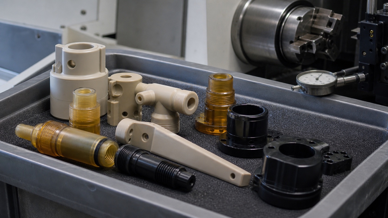 Precision CNC machined PPSU and PEEK medical device components with smooth surfaces and tight tolerances