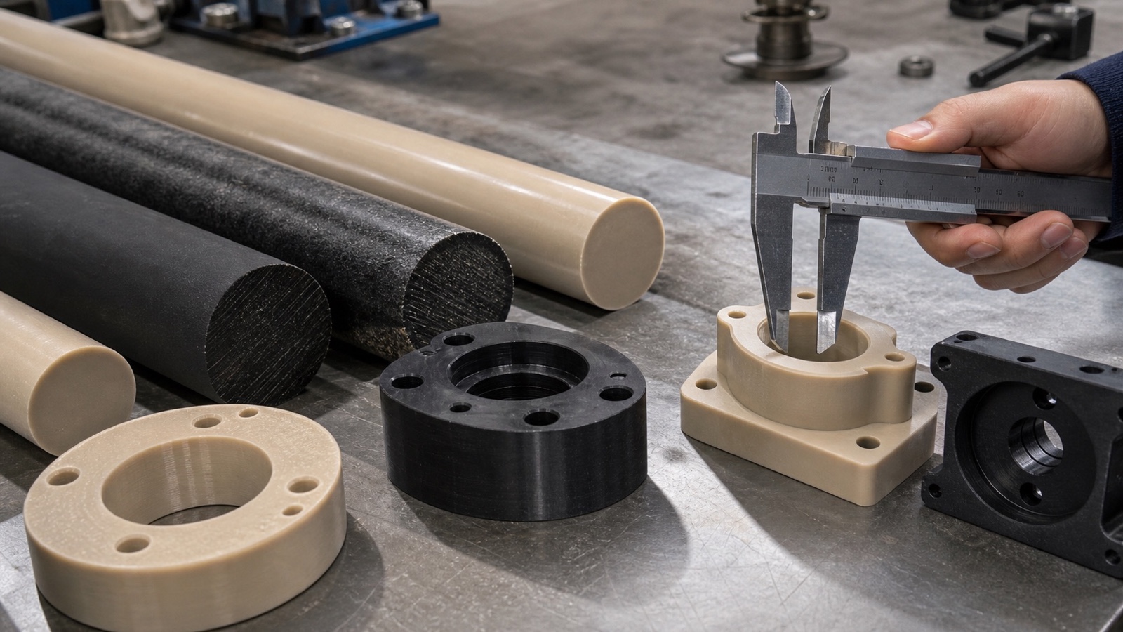 CNC machining of Virgin PEEK and Carbon-Filled PEEK engineering plastics