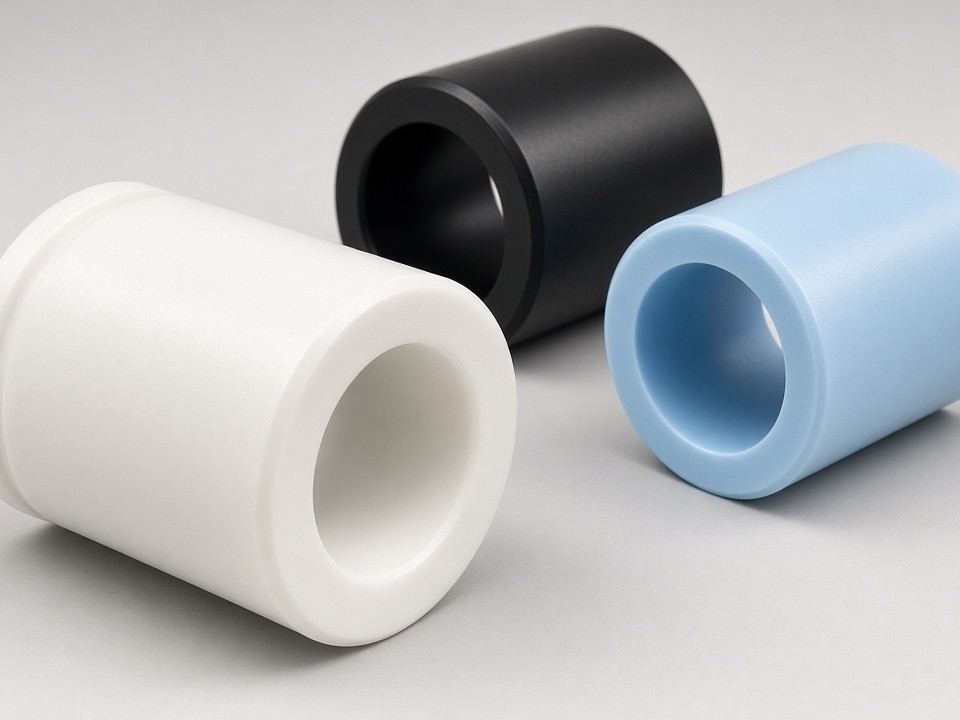 Boccole in plastica lavorate a CNC prodotte con polimeri tecnici