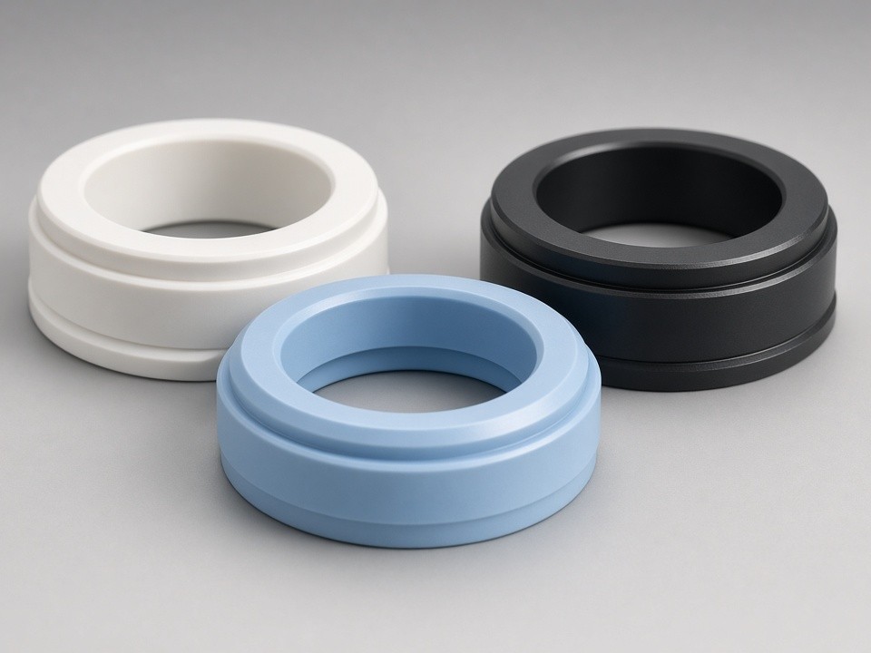 Sedi valvola in plastica lavorate a CNC di precisione e componenti per la gestione dei fluidi